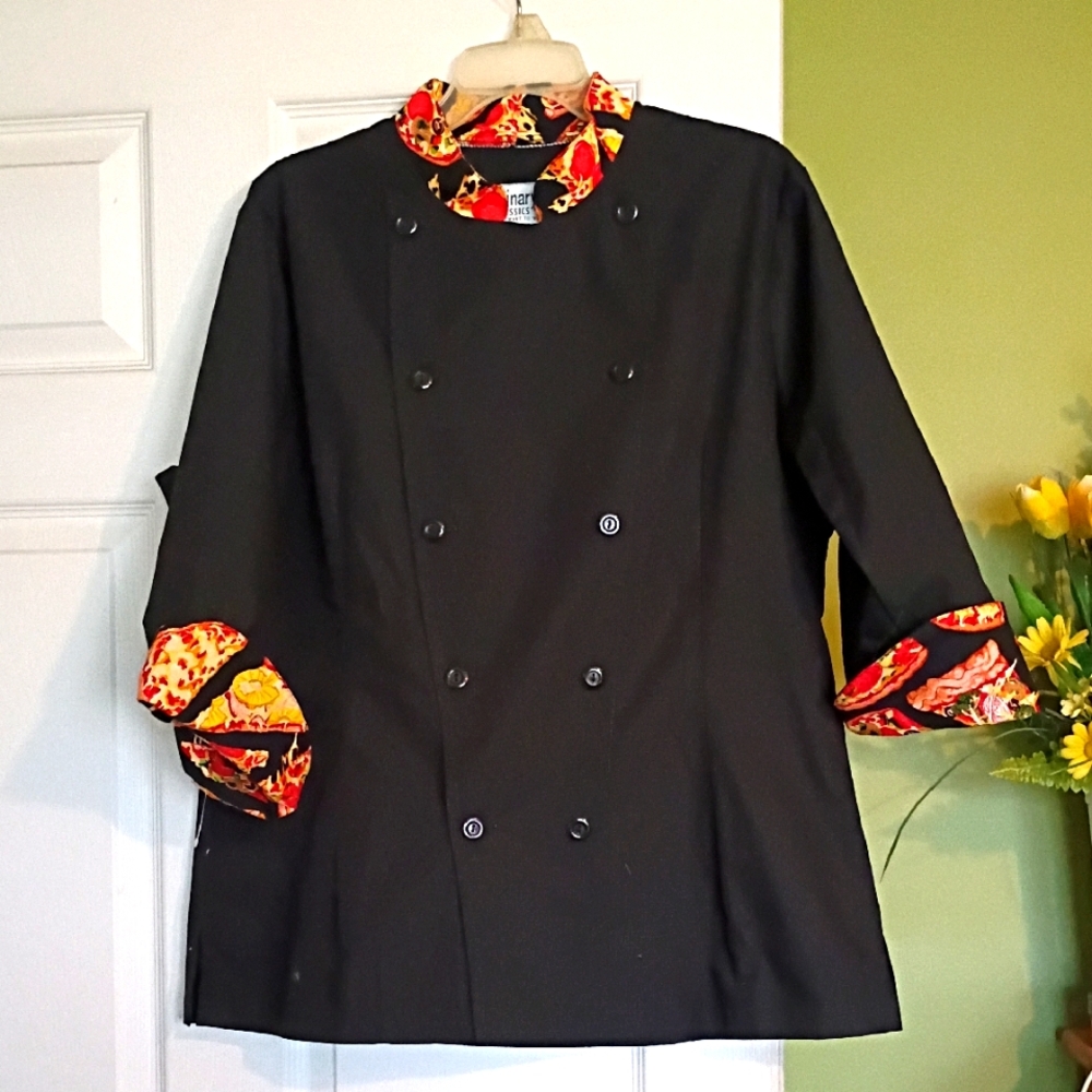 🤑Chef Jacket NWOT Double Breast with Colorful Trim